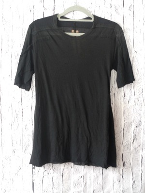 【名作アーカイブ】Rick Owens リックオウエンス 08AW STAG期 肩ライン 半袖 シアー カットソーTシャツ 黒 S