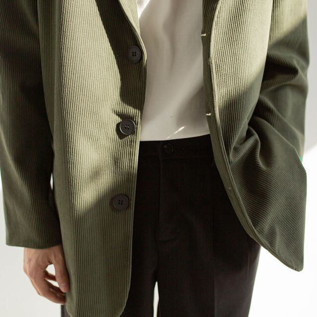 予約販売】テーラードジャケット 袖タグ 無地 コーデュロイ アウター