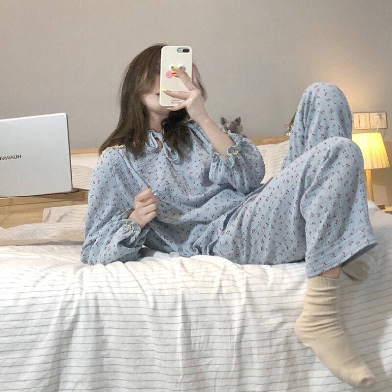 スプリングオータムプリント柄セット ロング 大人ガーリー スウィート キュート カジュアル 春物 秋物 萌量不足68942938317