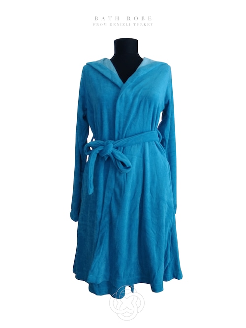 Sea Blue Denizli double faced cotton Bathrobe デニズリコットンダブルフェイスバスローブ シーブルー