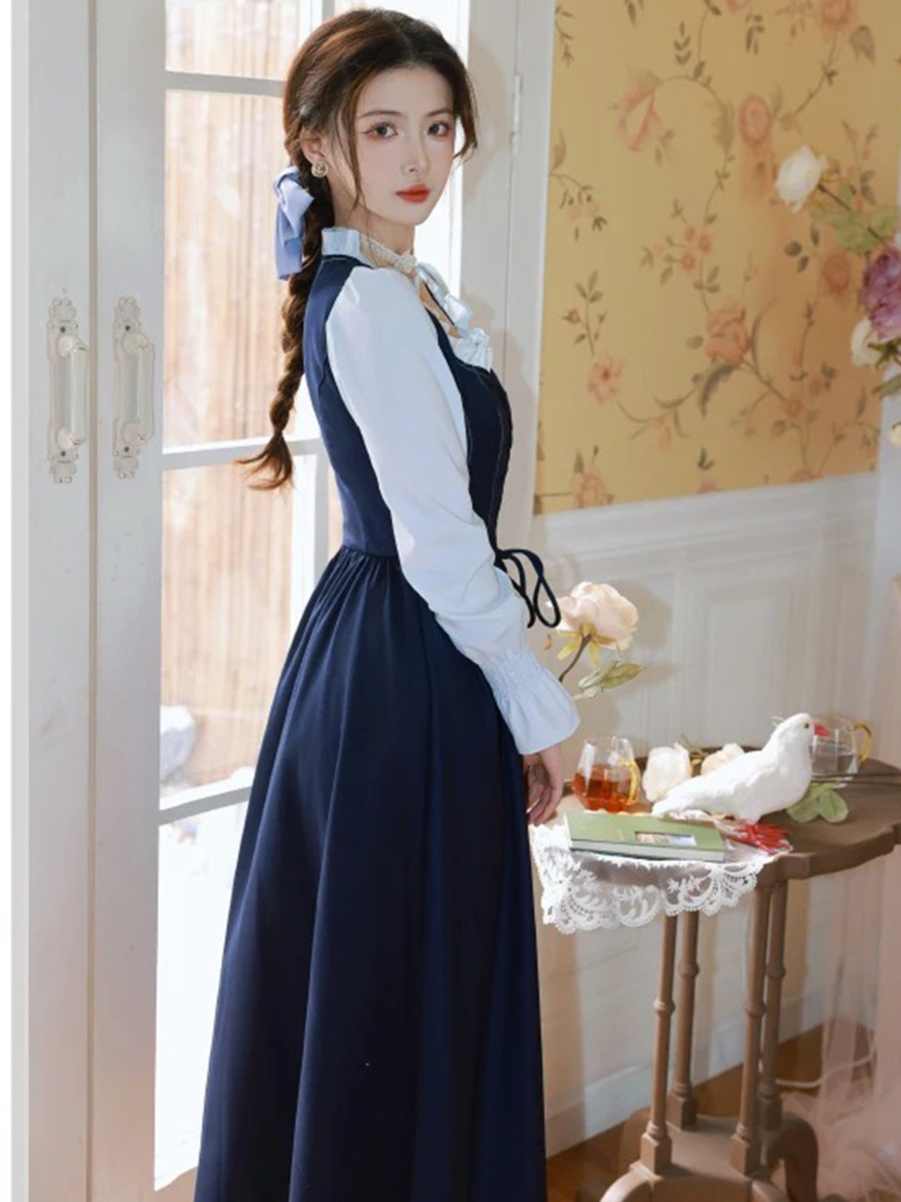 【0145】Vintage Cotton Frill Long Sleeve Dress