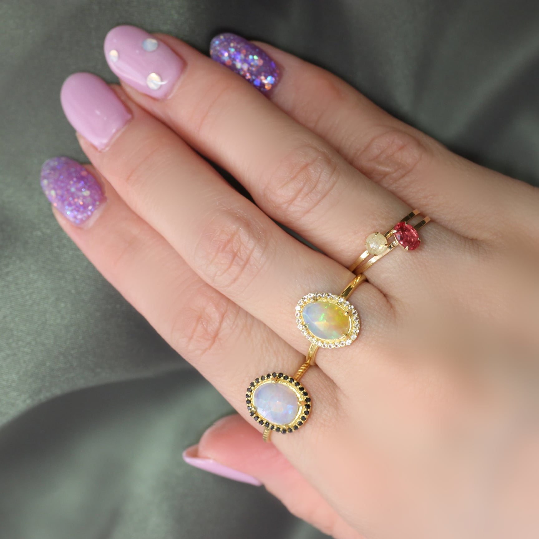 秋桜 イエローダイヤモンド フラワー リング k18 ローズカット 秋桜