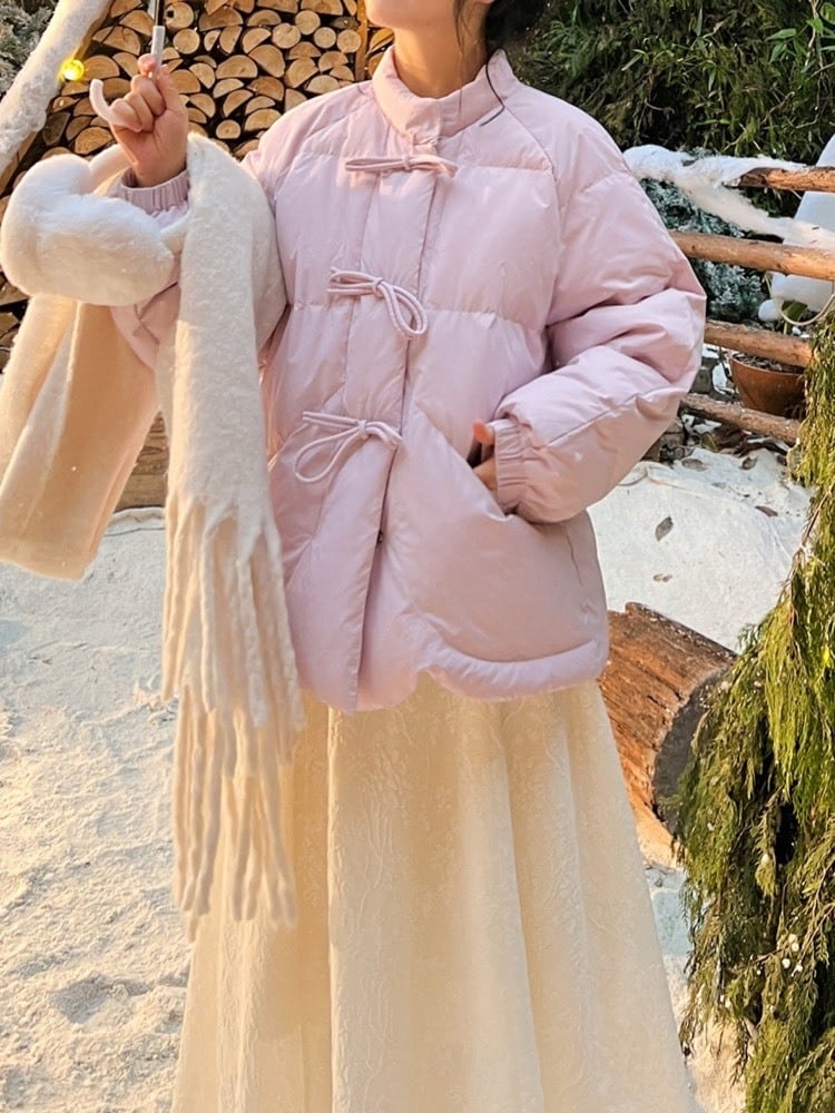 丸みシルエットがあざと可愛い トグル風デザイン中綿アウター きれいめ カジュアル ショート丈 アウター おしゃれ 体型カバー 大きいサイズ 韓国 CH11335