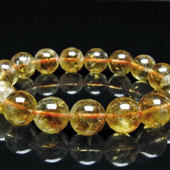 シトリン ブレスレット 虹入り 12mm シトリンクォーツ ブレス メール便可 一点物 111-50501