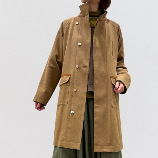 vm cotton wool twill stand collar coat