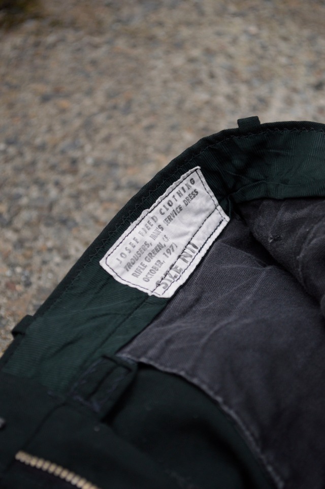 Canadian Army JOSEF FREED CLOTHING 70s Service Dress Trousers Old LIGHTNING FASTENER カナダ軍 70s スラックス ドレストラウザー