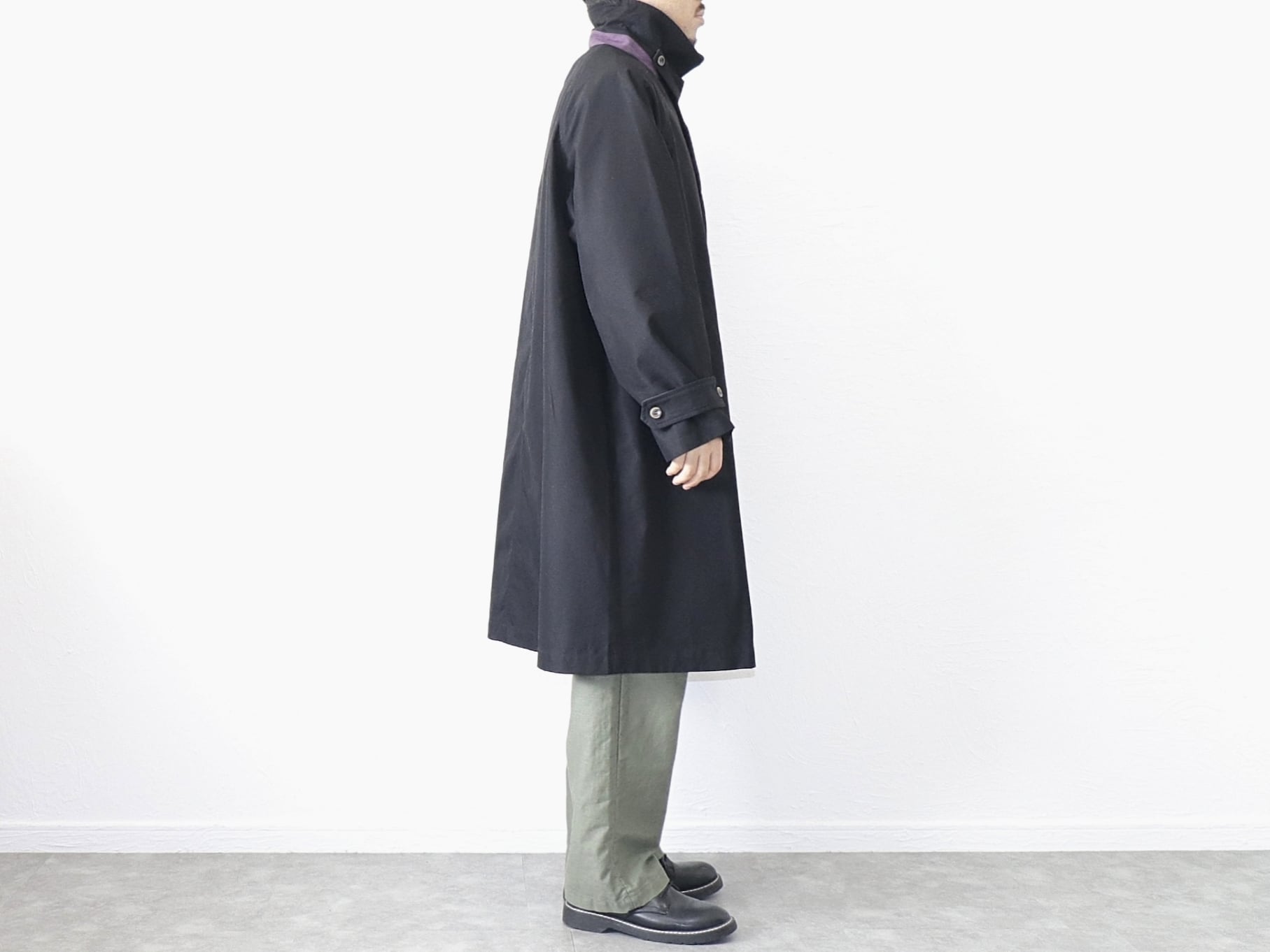 KELEN / BAL COLLAR COAT“GRAVES 2TONE” - BLACK ケレン / バルカラー