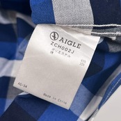 AIGLE エーグル チェック オックスフォード BD ボタンダウン 長袖シャツ M/ブルー系 メンズ