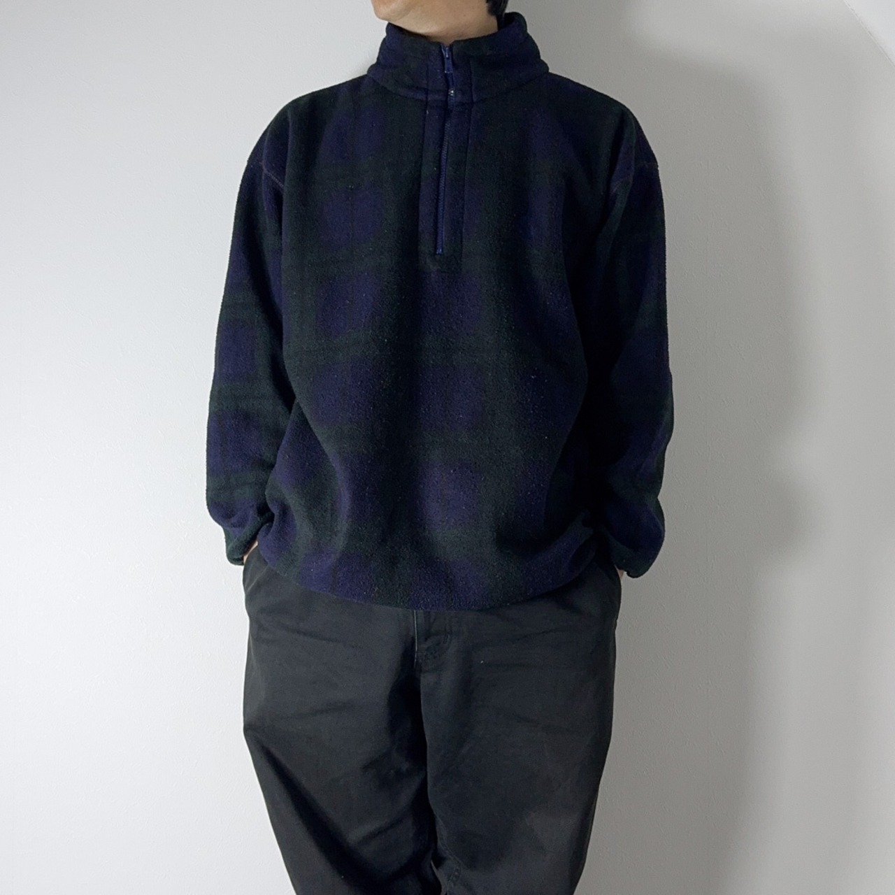 90s NAUTICA fleece pullover "black watch" L 古着 - 19