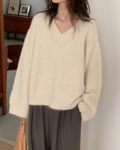 Vneck french loose Sweater T20049