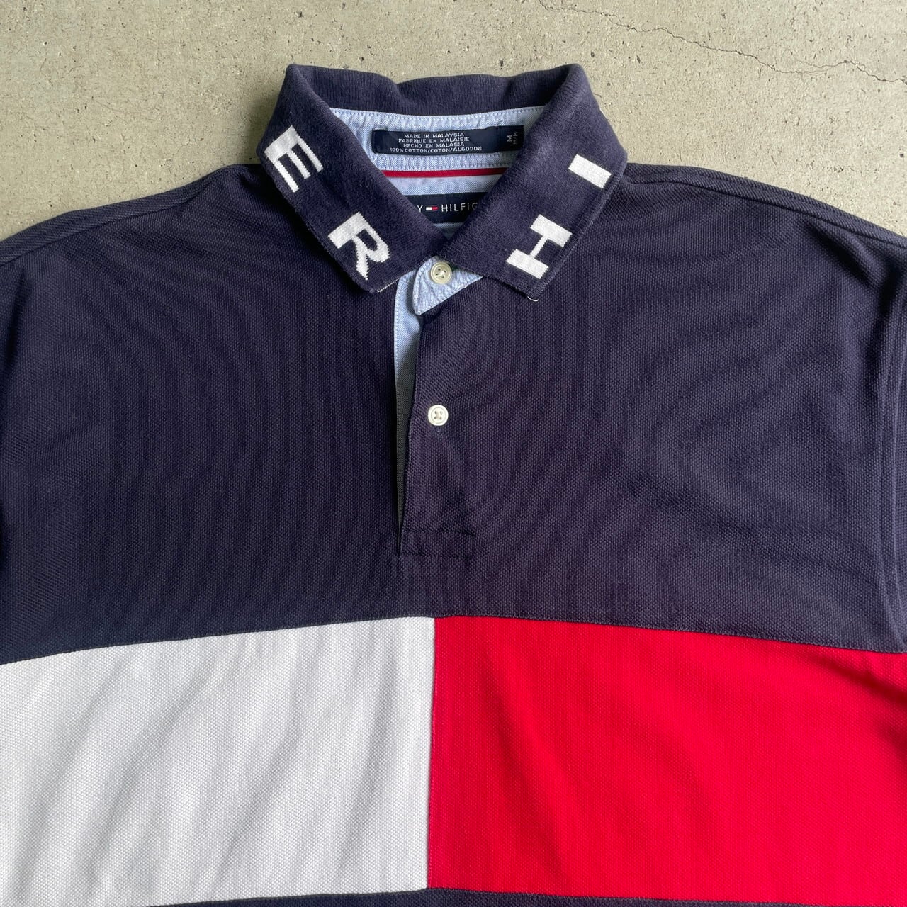 TOMMY HILFIGER トミーヒルフィガー 鹿の子 ポロシャツ メンズM 古着