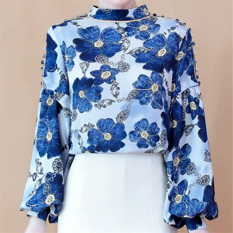トップス シャツ ブラウス 袖あり 長袖 ランタンスリープ ラウンドネック かわいい 大人可愛い 大人 おしゃれ お洒落 華やか 大人女子 ラブリー キュート ガーリー エレガント 主役級 柄 花柄 小花柄 フラワー プリント 春 二次会 20代 30代 40代 レディース 女性用 OL 通勤 デート お出かけ 女子会 休日 パーティー イベント 旅行 ホテル レストラン ショッピング 普段使い お揃い 韓国系 ファッション 楽ちん プレゼント ギフト インスタ映え S M L XL 2XL 3XL