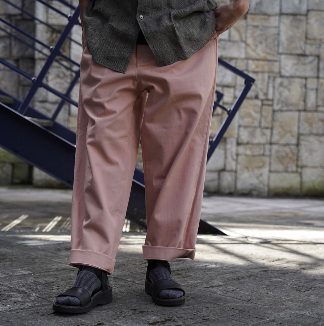 EVAN KINORI(エヴァン キノリ) / Elastic Pant Organic Cotton Twill -pink- | Signs  powered by BASE