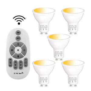 【在庫処分】GU10 LED電球60W相当調光調色リモコン付き GU10口金6Wスポットライト 電球色、昼光色、昼白色全光束540LM，85~265V， 2.4GHz無線式遠隔操作，30分/60分お休みタイマー 常夜灯 光色切り替え PSE認証済み 日本語取扱説明書，5個セット+1個2.4Gワイヤレスリモコン (電池別売）