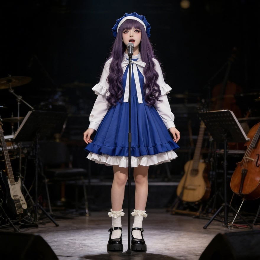 ロリータファッション クラシカルロリィタ 青×白 フリルケープ2点