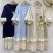 3色／裾レースロングトップス ・7438