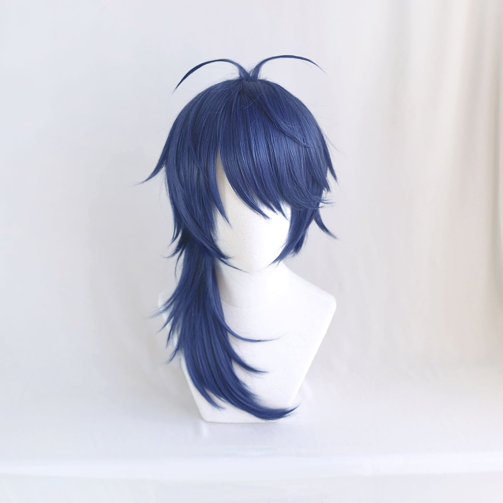 コスプレ耐熱ウィッグ ネイビーブルー セミロング キャラクター