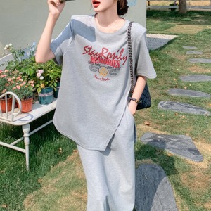 Gray casual T-shirt & skirt set S845