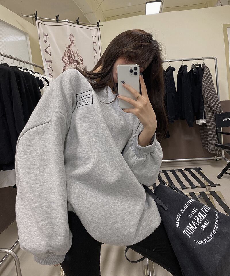 セーター レディースグレールーズ刺繍ラウンドネックプルオーバー ブラウス オータムウィンター コットン 秋物 冬物 Oネック ブラックストロベリース1725776130