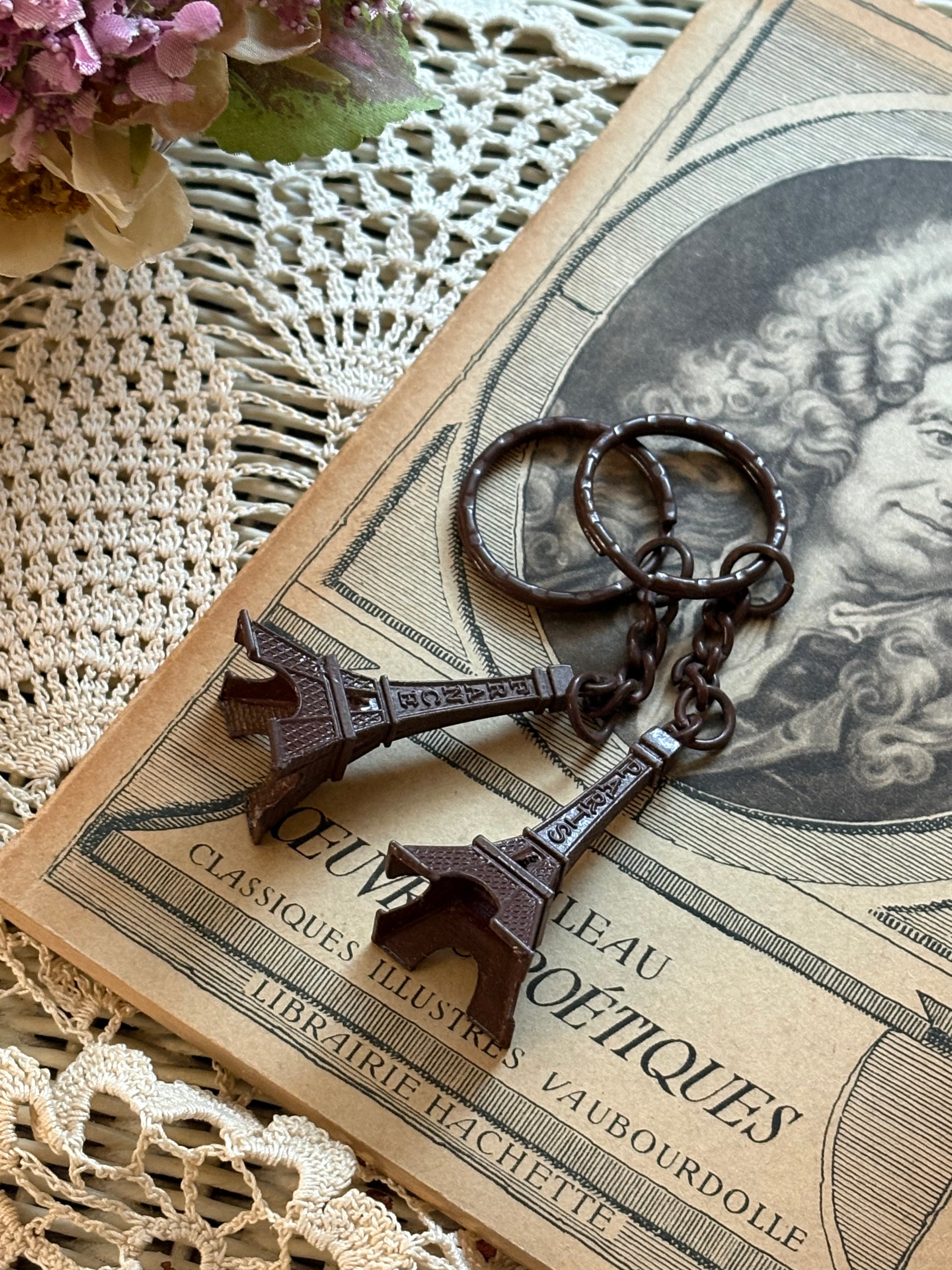 輸入雑貨 フランス ショコラカラーのエッフェル塔 キーホルダー チャーム ハンドメイドパーツ PARIS