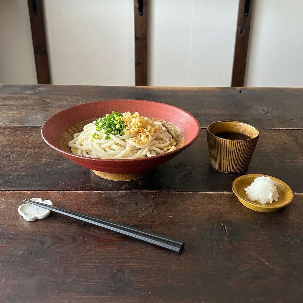 そば食器 錆朱くるみ 櫛目 1人前 そば食器セット 一人前 ざるそば