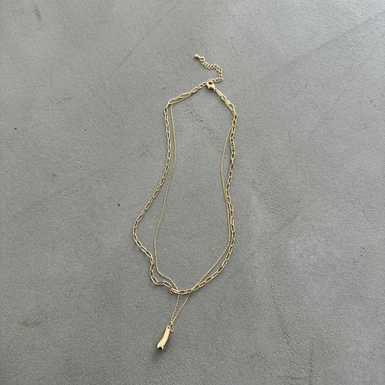 double chain motif necklace/gold