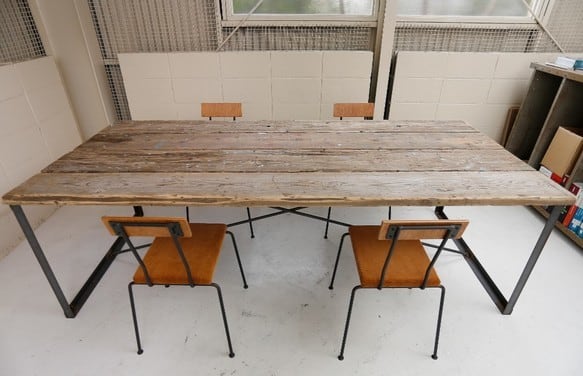 古材   テーブル LESS古材ワークテーブルテーブルW1800～2200×800×H700【自由オーダー