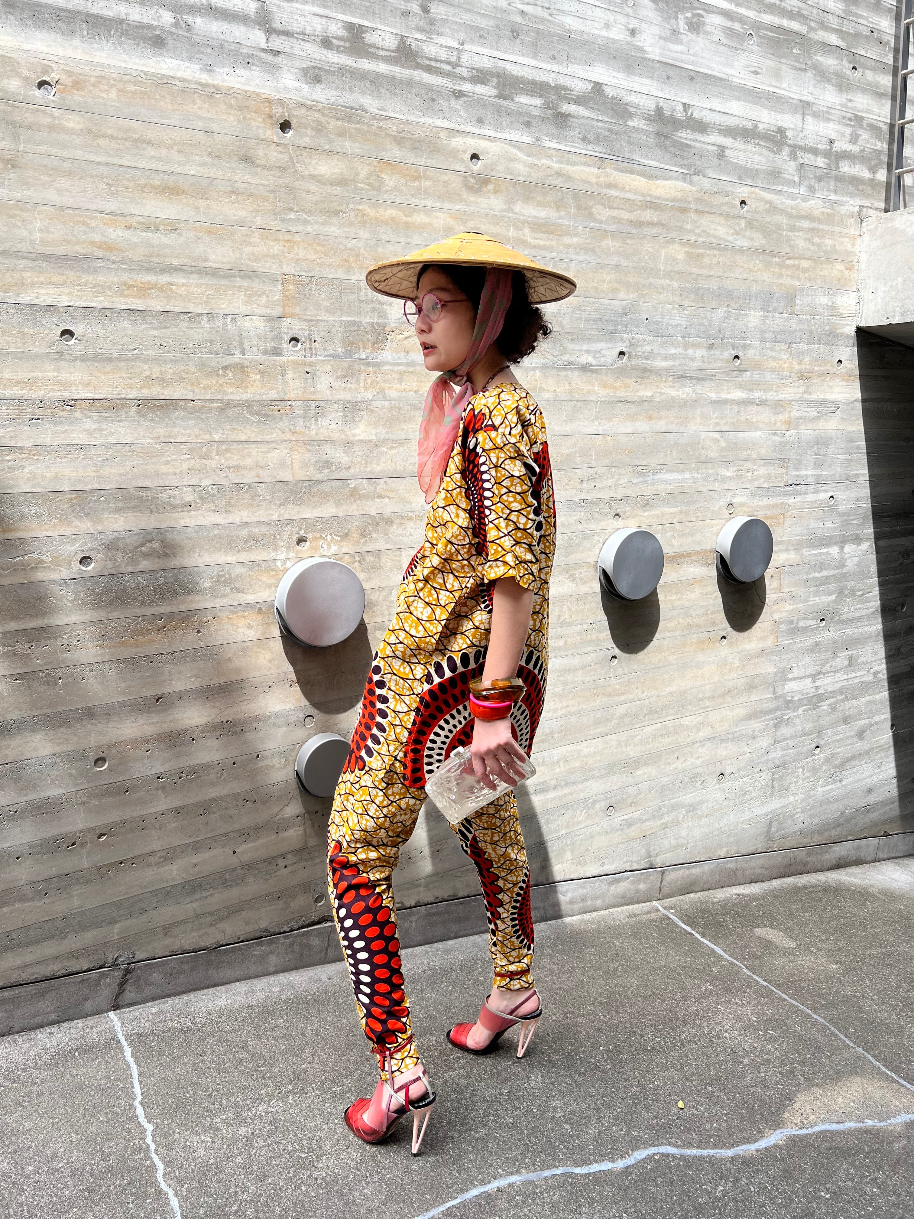Vintage african batik cotton pants suits ( ヴィンテージ アフリカン