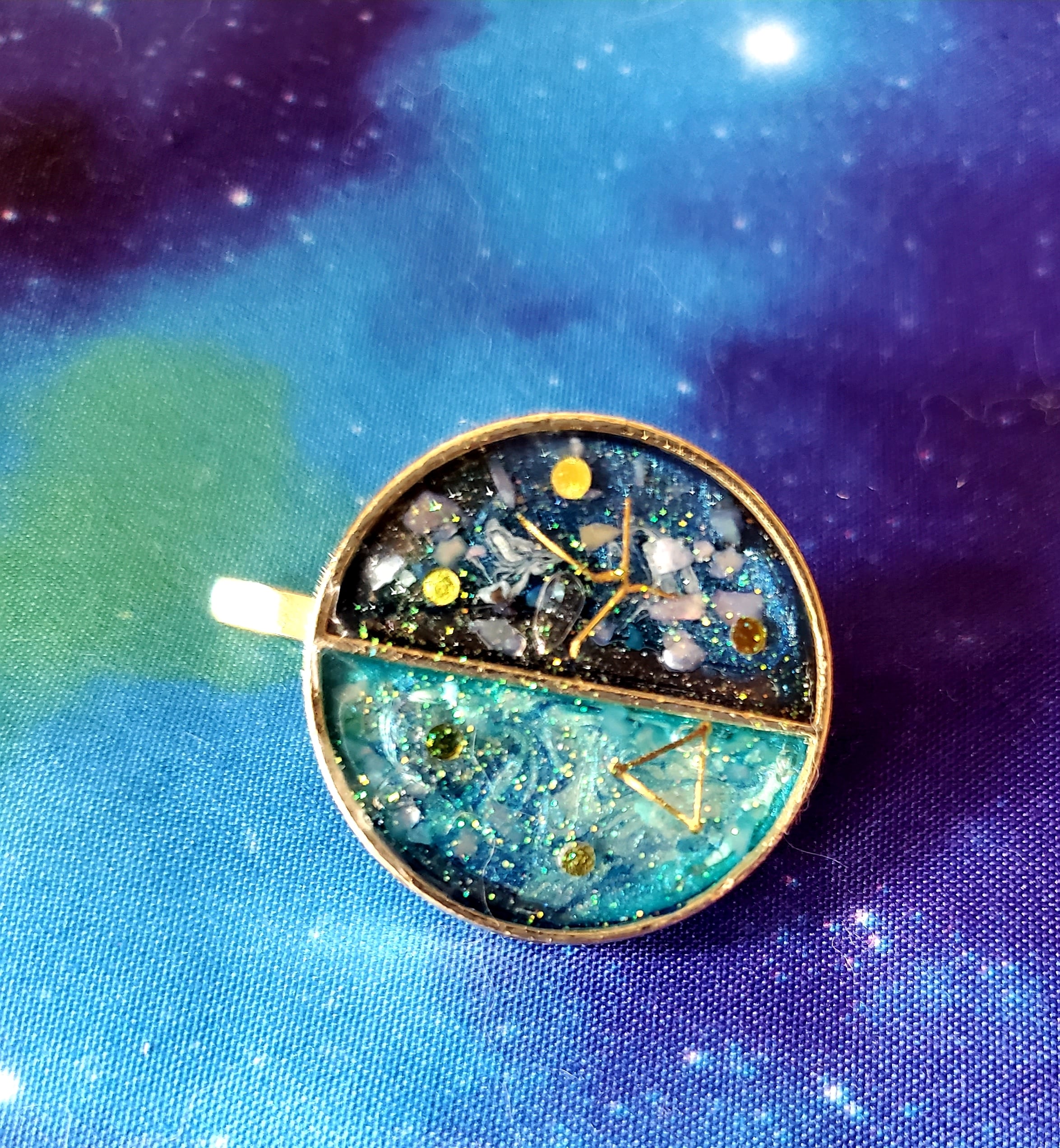 ハンドメイド　宇宙をイメージしたポニーフック 宇宙と海のポニーフック | 宇宙の欠片屋