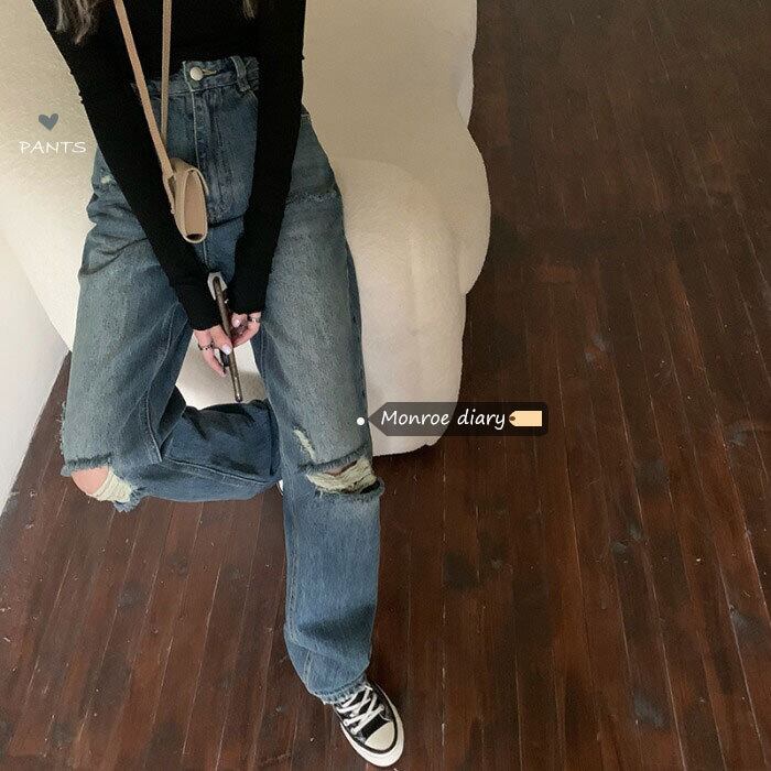 ジーンズ パンツ スプリングオータムルーズサマー ハイウェスト 春物 夏物 秋物 モンロー50252113340