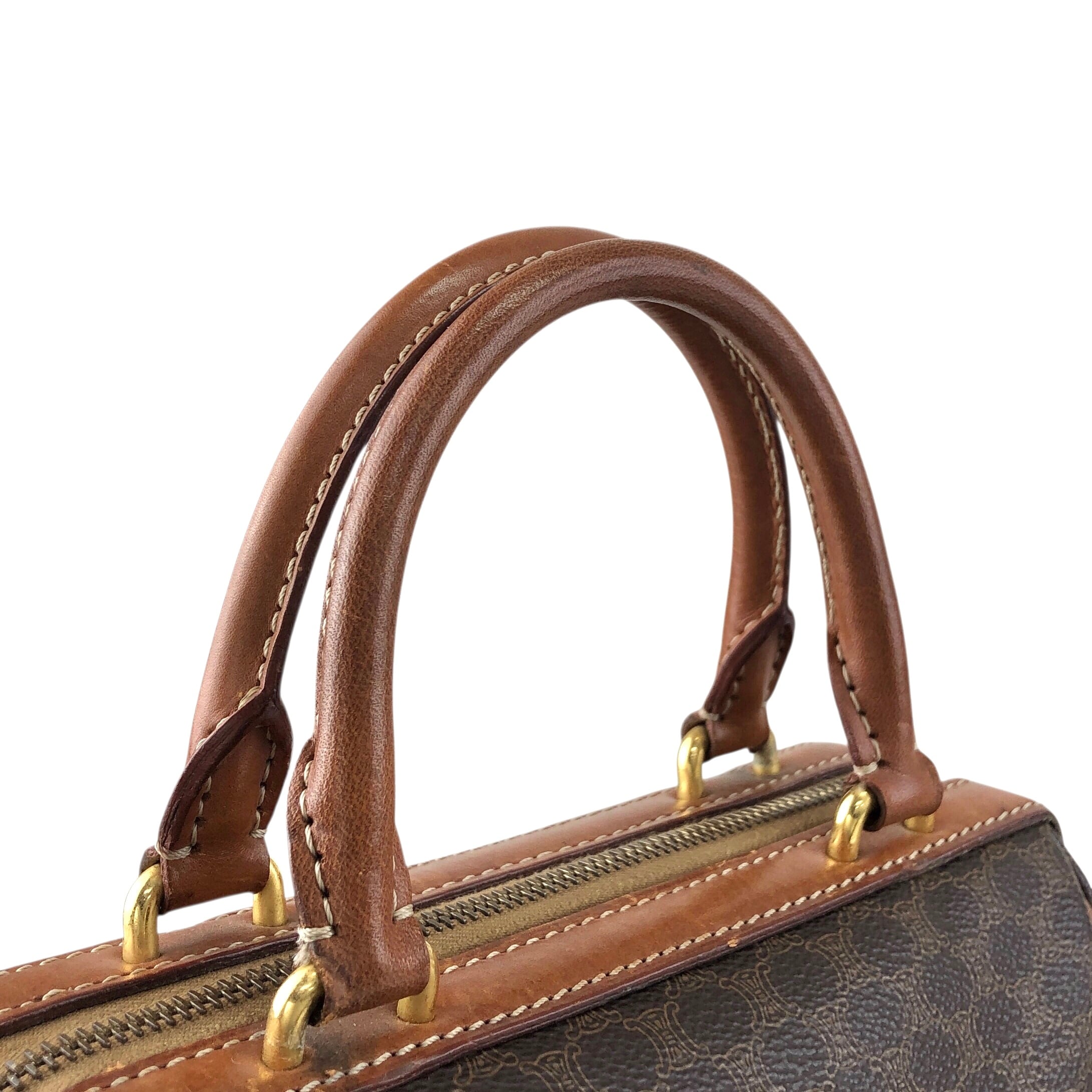 CELINE セリーヌ マカダム ショルダーバッグ ブラウン PVC レザー 2way