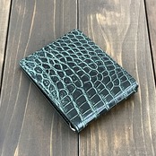 クロコダイル × ルガトショルダー 目地染め マネークリップ グリーン