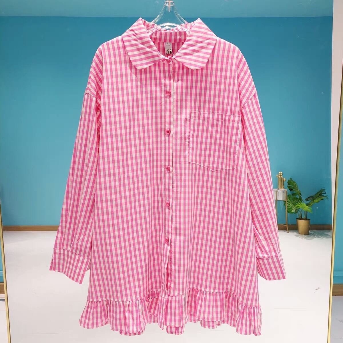 ☆サイズ 【セットアップ】 シャツ ルームウェア ギンガム ☆サイズ 【セットアップ】 シャツ ルームウェア ギンガム