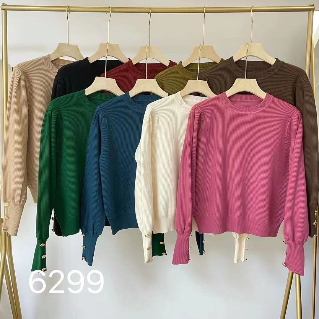 カフスゴールドボタン リブニット　AJ1080-6299