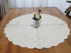 スカラップ　花籠刺繍　円形テーブルマット（薄シミあり） 画像7