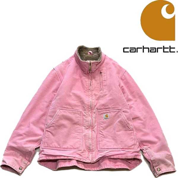1点物◇カーハートCarharttピンク裏ボアジャケット古着レディーズML