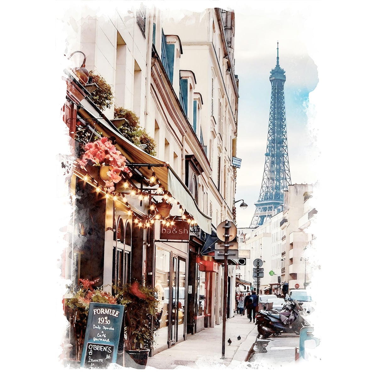 アンティークエッフェル塔水彩画原画イタリア製額縁付き アンティークエッフェル塔水彩画原画イタリア製額縁付き Amazon