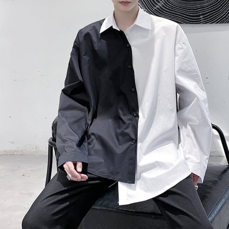 モノトーン バイカラー オーバーサイズシャツ 1color MTO0230