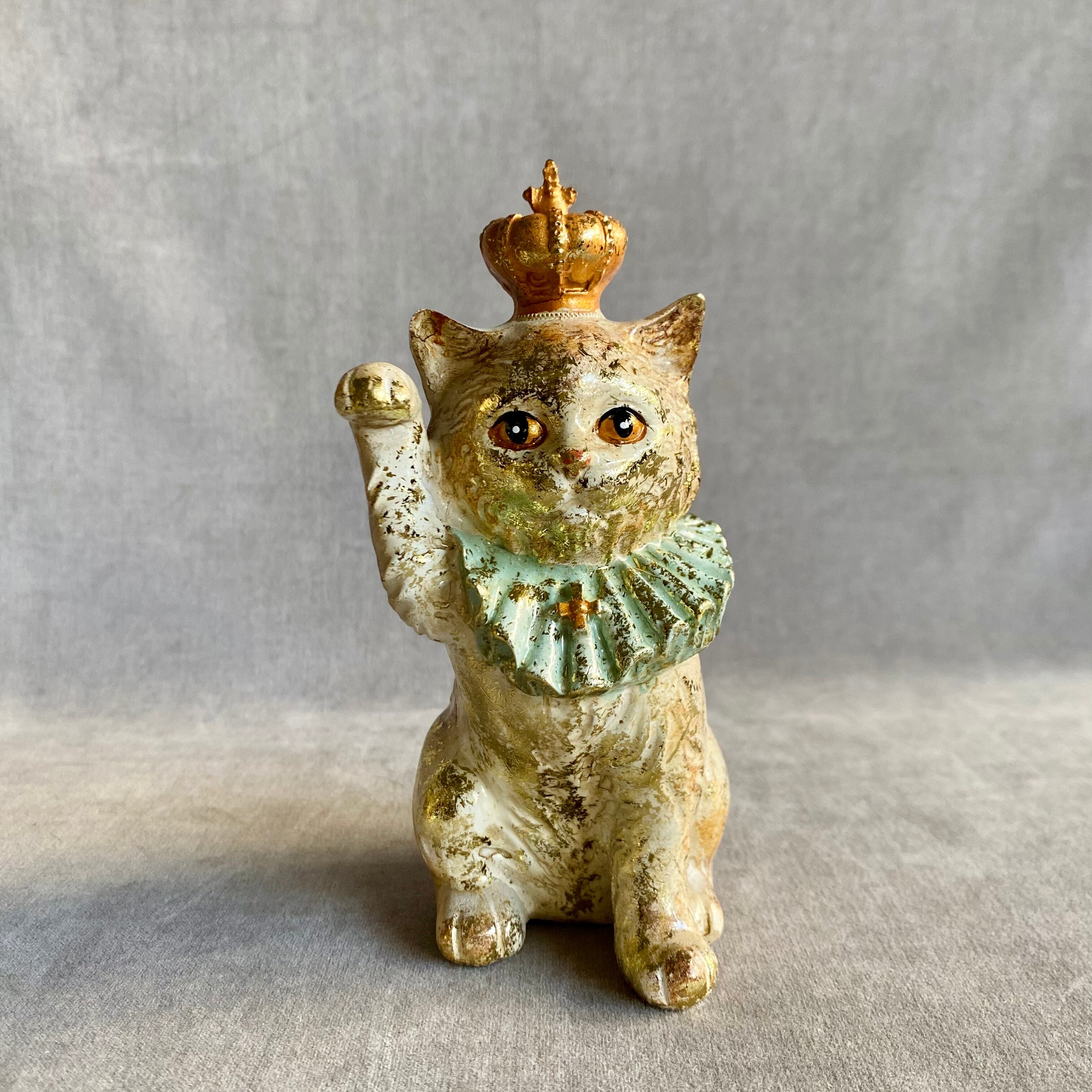 バロック ウェルカム キャット オブジェ PK/GR | ディスプレイ雑貨什器