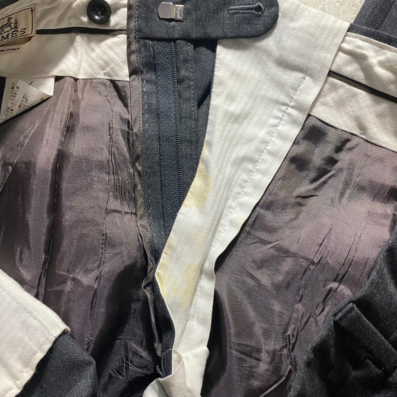 vintage HERMES gray wool slacks