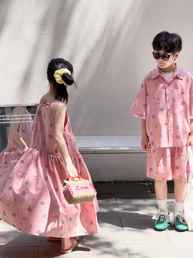 【兄妹服】スイートパンプキン柄セットアップ/ワンピース - 12