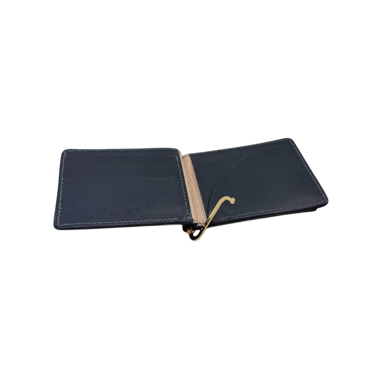 Re-ACT / Indigo Paisley Money Clip Wallet - 藍染レザー(ペイズリー