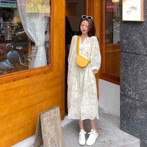 ワンピース レディース 送料無料 ミモレ丈 シャツワンピース フリル レース 襟つき 花柄 ジャガード 透け感 キーネック Aライン ワイド 切り替えデザイン 黒 無地 ゆったり 楽ちん リラックス 体型カバー シンプル ラフ カジュアル シック 大人女子 大人 きれいめ こなれ感 おしゃれ お洒落 ルーズ 春 春服 夏 夏服 秋 秋服 普段使い 重ね着 着回し おでかけ 休日 デイリー 10代 20代 30代 40代 50代 コーディネート 涼し イエロー S M L XL 通気性