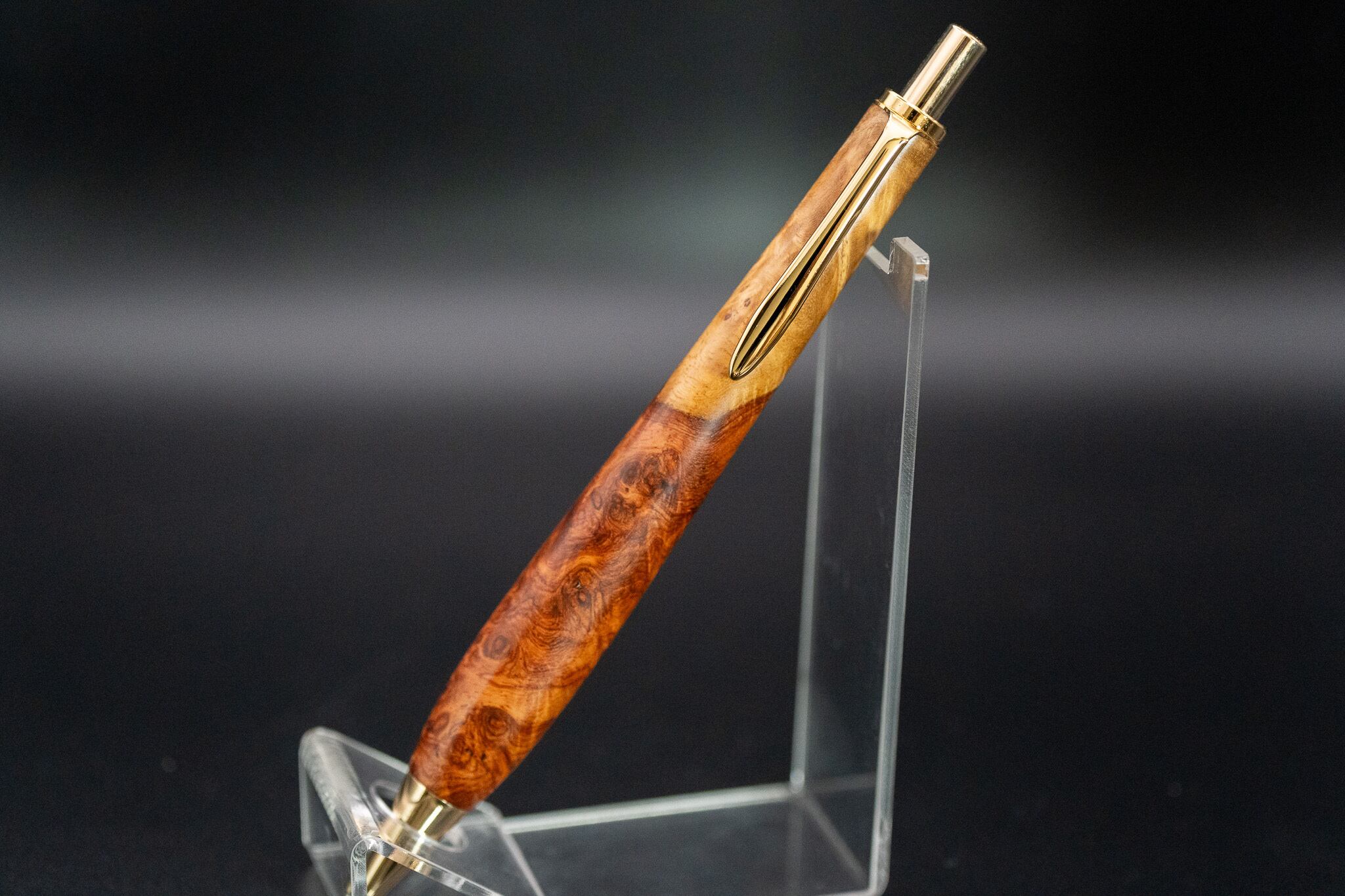 朱色の銘木】 本花梨 瘤杢 紅白 特上 gold MP | 木軸ペン工房 金杢犀