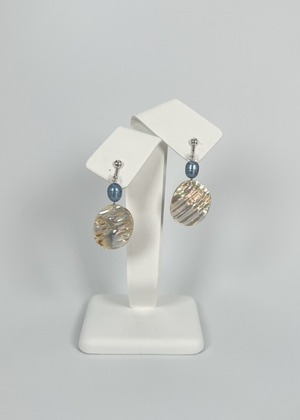 【NEW!】 藍染 パール シェル ピアス イヤリング jal046