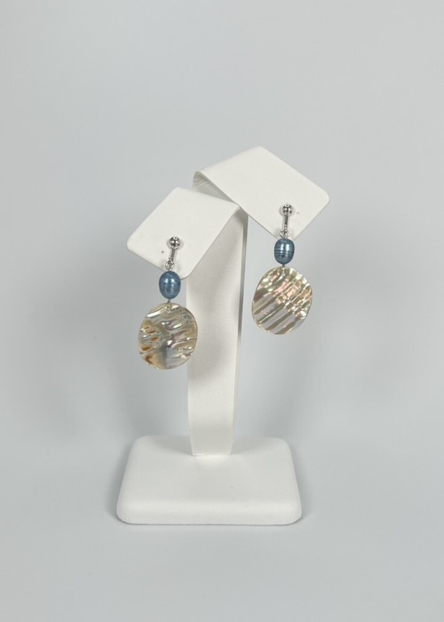 【NEW!】 藍染 パール シェル ピアス イヤリング jal046