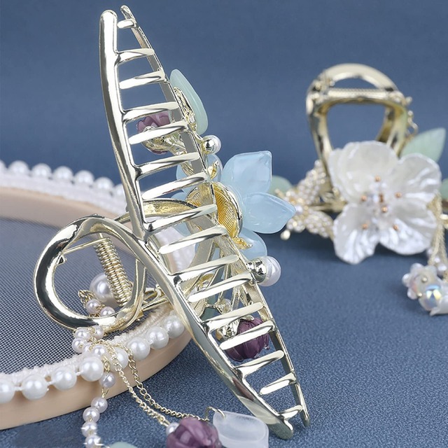 OuJyO ヘアアクセサリー大人 バンスクリップ ヘアアクセサリーレデイース ヘアクリップ大きめ ヘアピンおしゃれ ヘアクリップパール 多い髪 しっかり髪留めクリップ お祭り髪飾り ヘアアクセサリーお風呂おしゃれ お祝いギフト 母の日贈り物