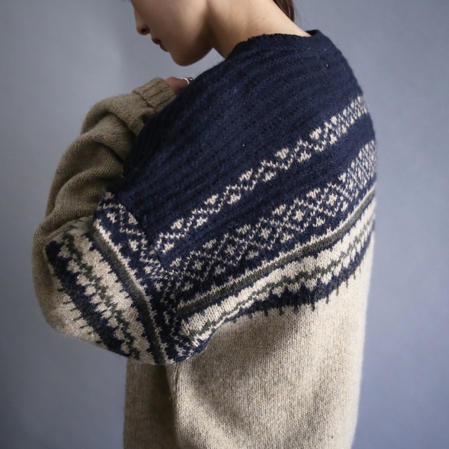 good coloring nordic pattern loose silhouette wool sweater