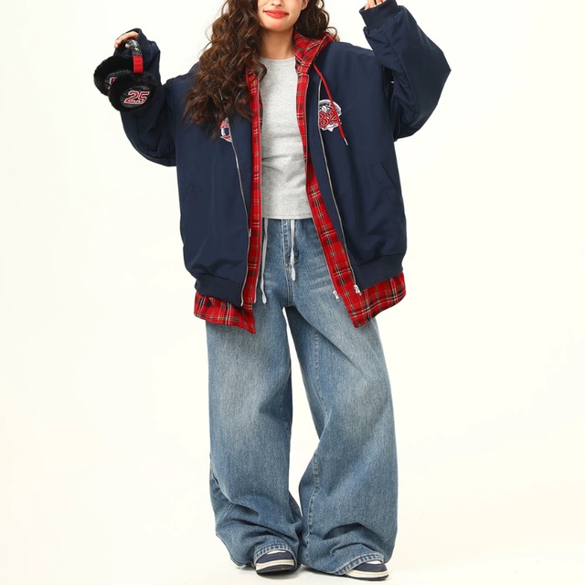 checked hooded number jacket　チェックフードナンバージャケット　J2174