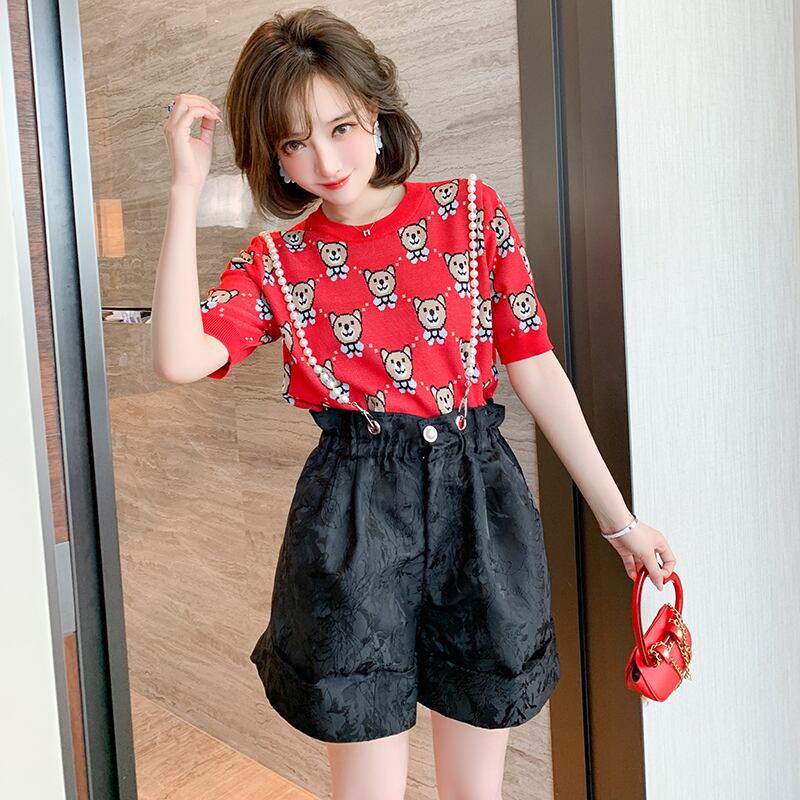 スタンダードジャカードウェストFlowerデザイン パールチェーン 薄手ショーツ サマー レトロ 夏物 ブルマー 真珠 フラワーデザイン MIUCO35843995534